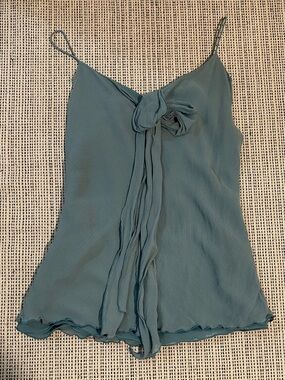 Jacob Teal Spaghetti-Strap Tie-Front Camisole